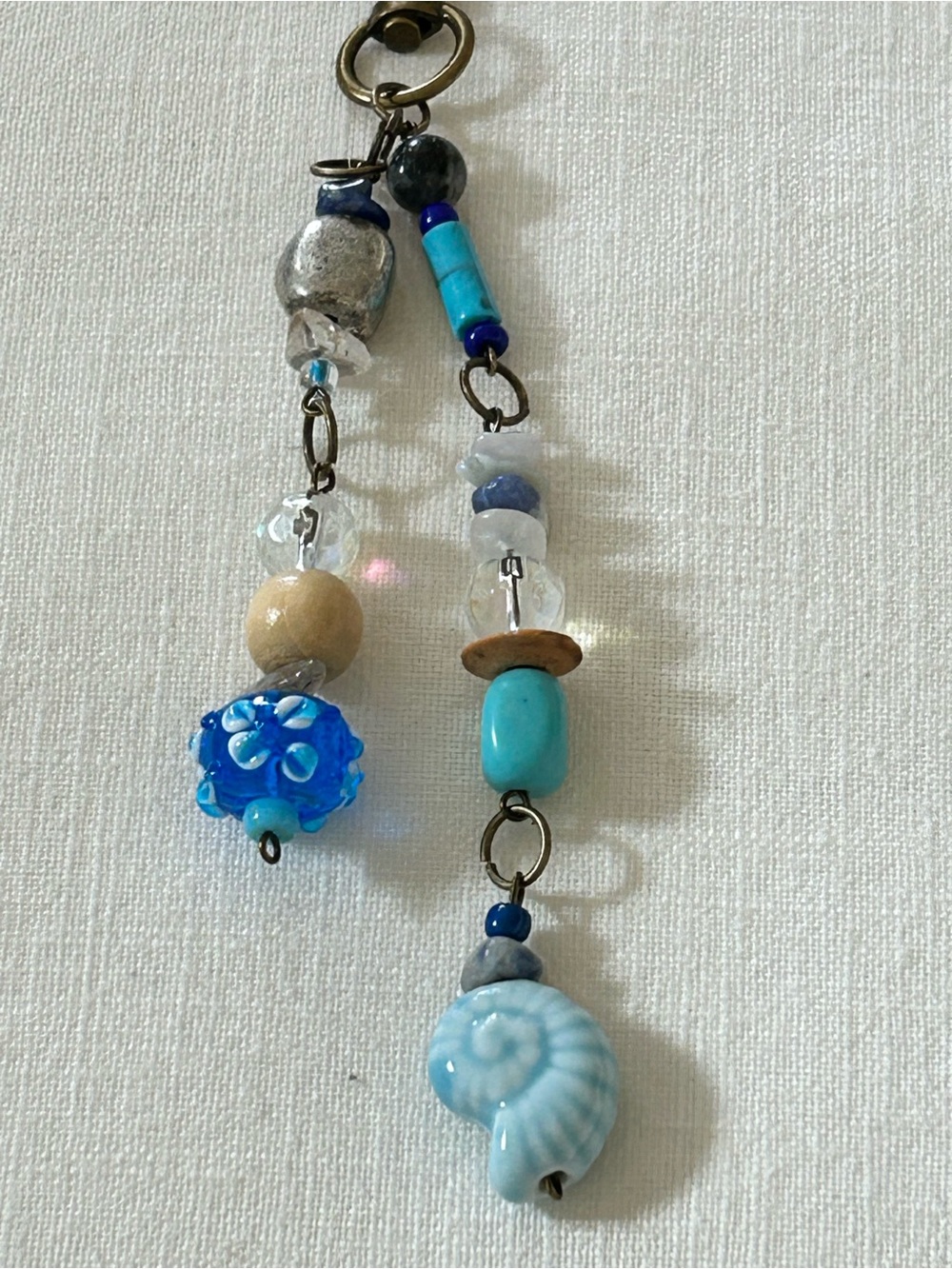 Blue Multi-Bead purse or bag charm  - Turquoise & Royal Blue
